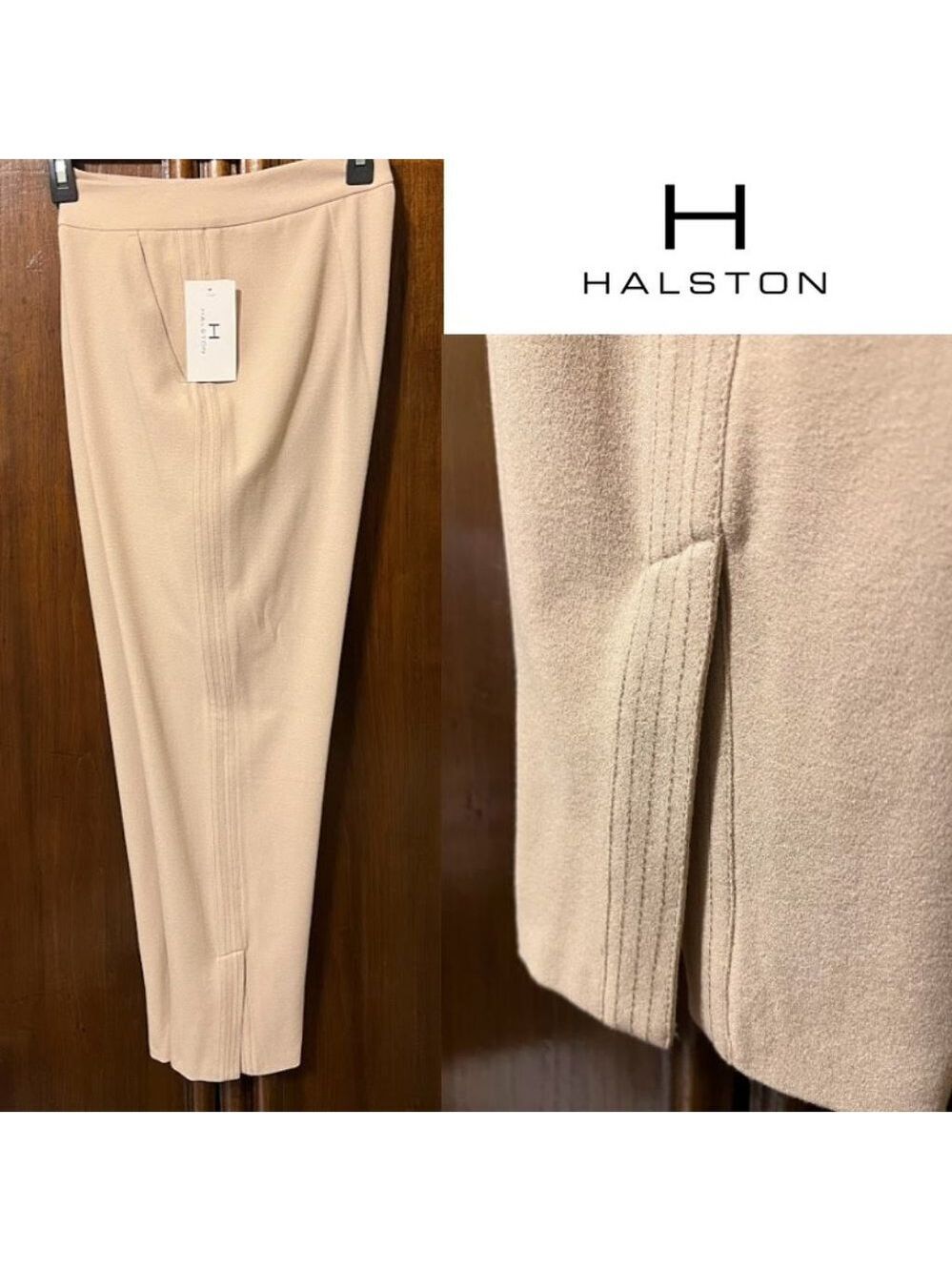 NWT $89 HALSTON Lily Pond Crepe Trousers Slim Straight Ankle Sz 4 Runs Large